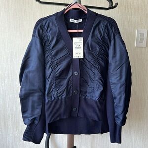 BNWT Zara mixed fabric bomber jacket/sweater, Size XL